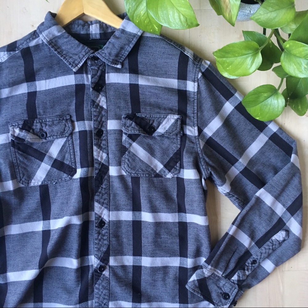 ONEILL Collared Button Up Flannel Black Grey L